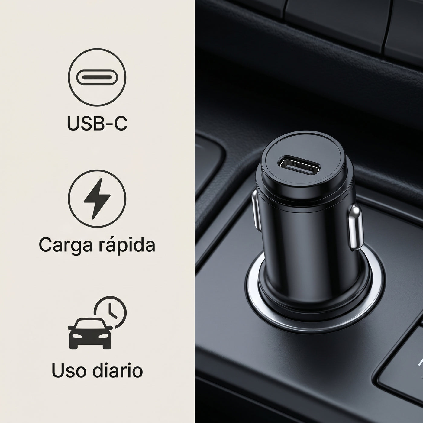 Cargador USB-C para Auto de Carga Rápida - imagen 3