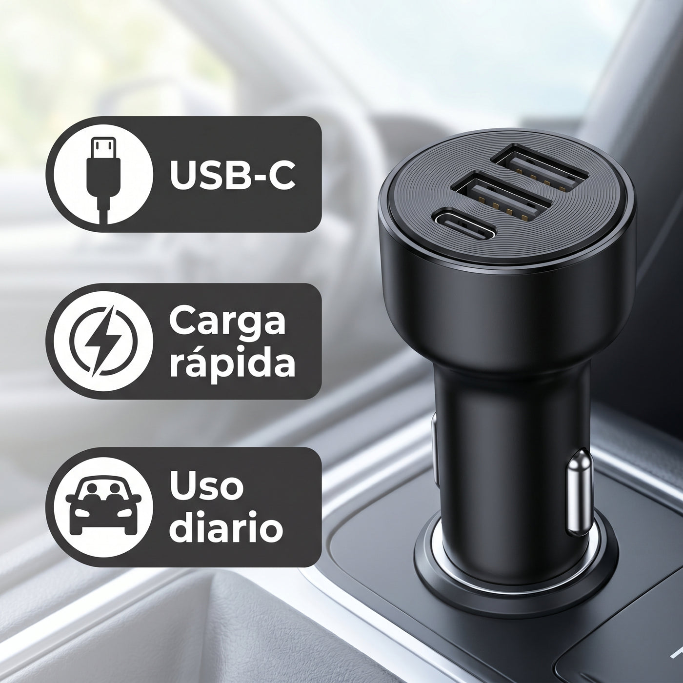 Cargador de Auto 4 Puertos USB/USB-C - imagen 3