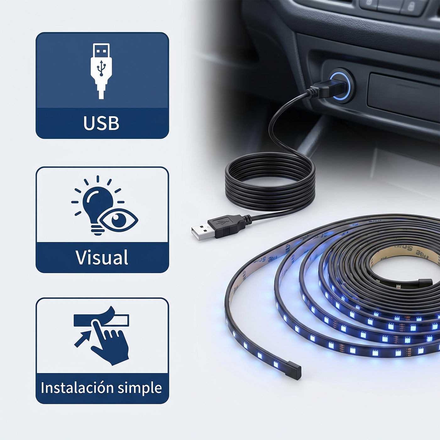 Luz LED Interior USB para Auto - imagen 3