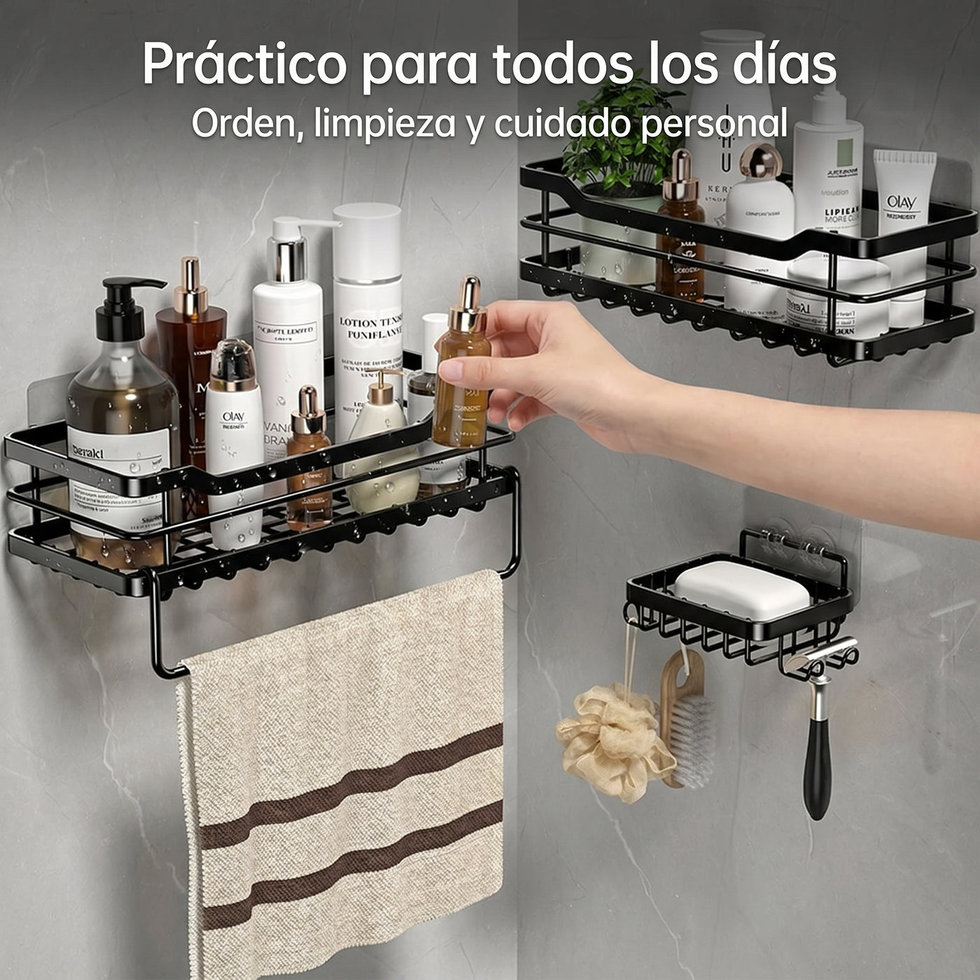 Estante Adhesivo de Acero para Baño y Cocina - imagen 2
