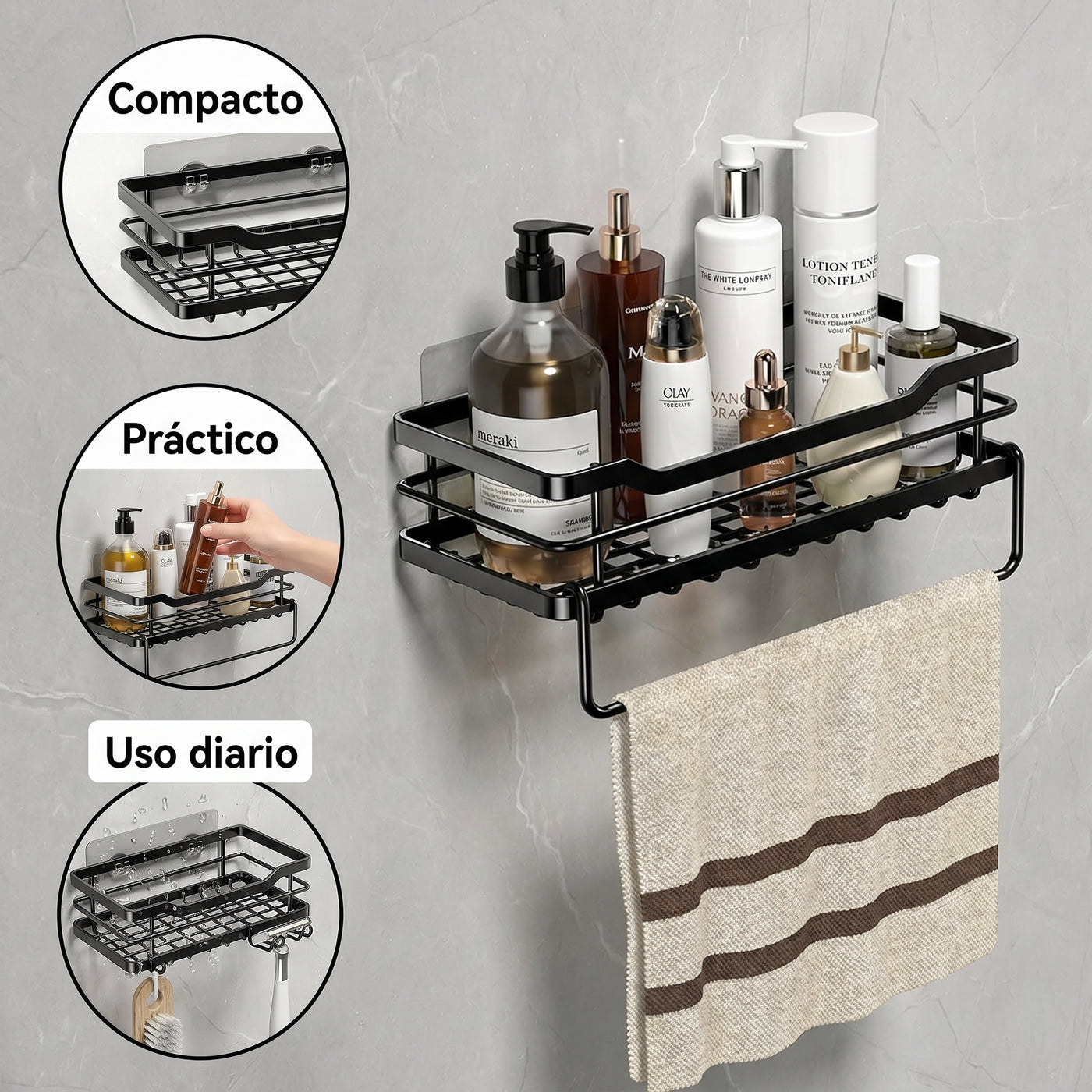 Estante Adhesivo de Acero para Baño y Cocina - imagen 3